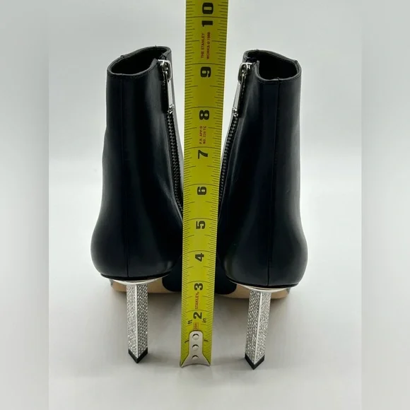 Michael Kors Halle Leather Ankle Bootie Black with Crystal Heel Size 7.5M NWB - Picture 8 of 12